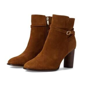 NEW Draper James Tegan Cognac Brown Suede Leather Zip Up Booties